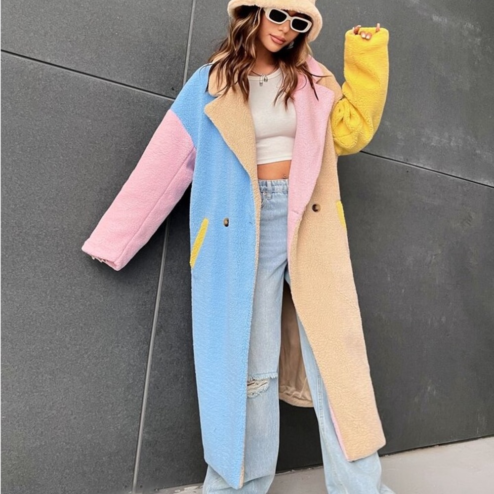 Qutie Color Block Teddy Coat
